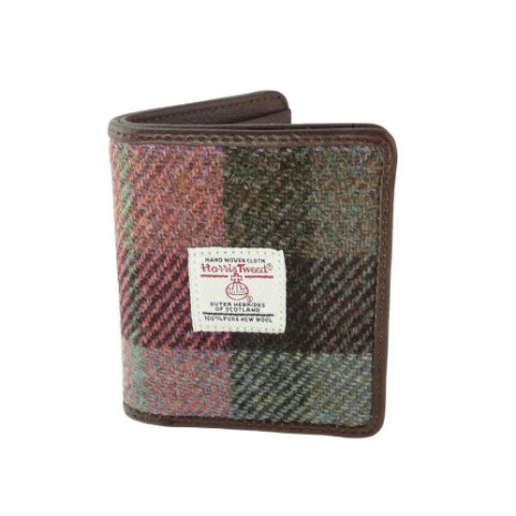 Kreditkortshllare "Lewis" i Harris Tweed - Muted Green & Purple Tartan