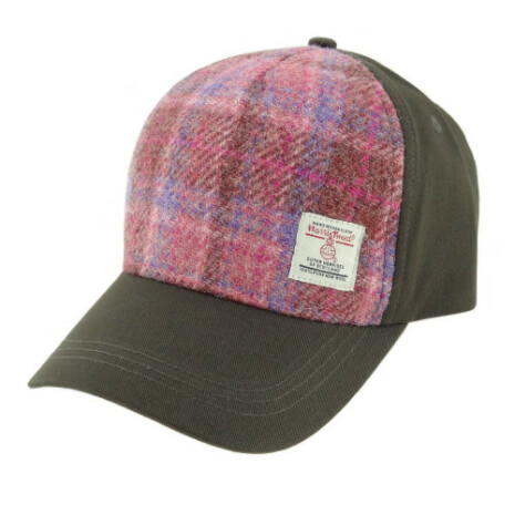 Baseball cap i Harris Tweed - Pink Tartan