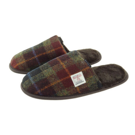 Slippers i Harris Tweed - Rust Check