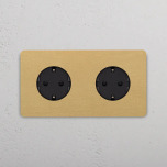 Eluttag - Dubbel Antique Brass/Svart