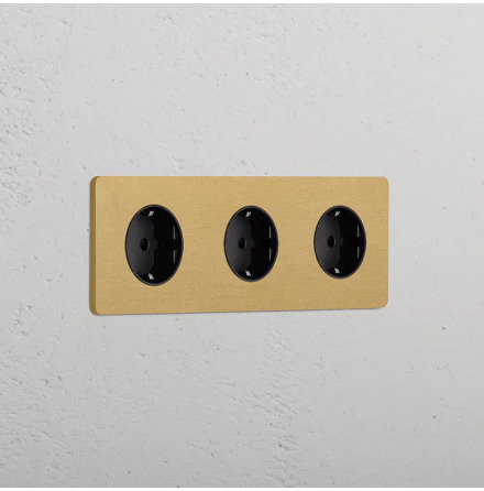 Eluttag - Trippel Antique Brass/Svart