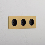 Eluttag - Trippel Antique Brass/Svart