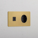 Eluttag + USB-C Antique Brass/Svart