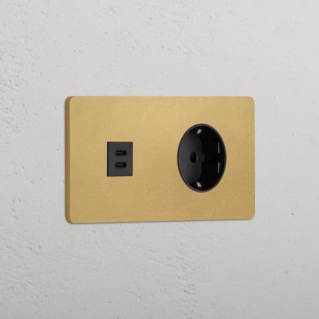 Eluttag + USB-C Antique Brass/Svart