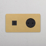 Eluttag + USB-C Antique Brass/Svart