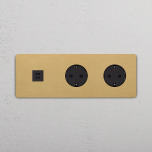 Eluttag dubbelt + USB-C Antique Brass/Svart