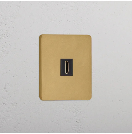 HDMI uttag Singel Antique Brass/Svart
