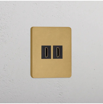 HDMI uttag Dubbelt Antique Brass/Svart