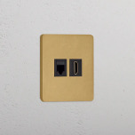 Data + HDMI uttag Antique Brass/Svart