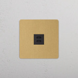 Dubbelt USB-C uttag Antique Brass/Svart