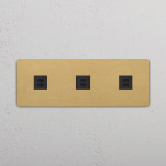 3 x Dubbelt USB-C uttag Antique Brass/Svart