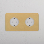 Eluttag - Dubbel Antique Brass/Vitt