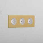 Eluttag - Trippel Antique Brass/Vitt