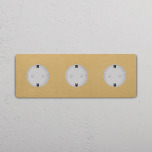 Eluttag - Trippel Antique Brass/Vitt