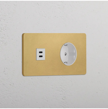 Eluttag + USB-C Antique Brass/Vitt