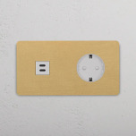 Eluttag + USB-C Antique Brass/Vitt