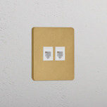 Datauttag Dubbelt Antique Brass/Vitt