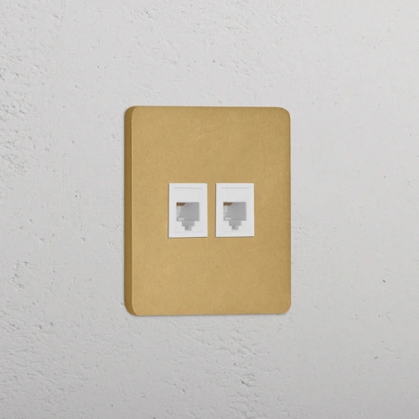 Datauttag Dubbelt Antique Brass/Vitt