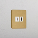 HDMI uttag Dubbelt Antique Brass/Vitt