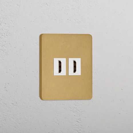 HDMI uttag Dubbelt Antique Brass/Vitt