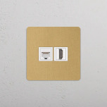 Data + HDMI uttag Antique Brass/Vitt