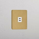 Dubbelt USB-C uttag Antique Brass/Vitt
