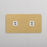 2 x Dubbelt USB-C uttag Antique Brass/Vitt