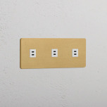 3 x Dubbelt USB-C uttag Antique Brass/Vitt