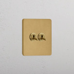 Dubbel Vippstr�mbrytare Antique Brass