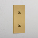 Dubbel Vertikal Vippstr�mbrytare Antique Brass