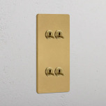 2+2 Vertikal Vippstr�mbrytare Antique Brass