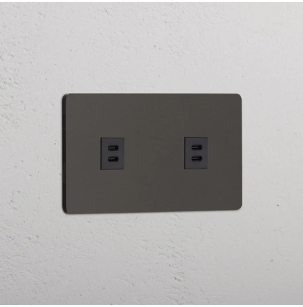 2 x Dubbelt USB-C uttag Bronze