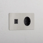 Eluttag + USB-C Nickel/Svart