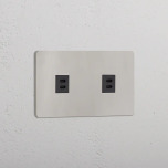2 x Dubbelt USB-C uttag Nickel/Svart