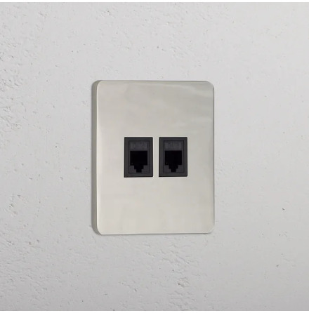 Datauttag dubbelt Polished Nickel/Svart